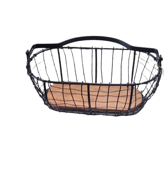 Metal & Wood Wire Basket - Picture 9 of 13